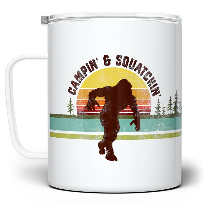 Bigfoot Sasquatch Insulated Mug, Retro Camping Outdoor Gifts for wholesale by Loftipop