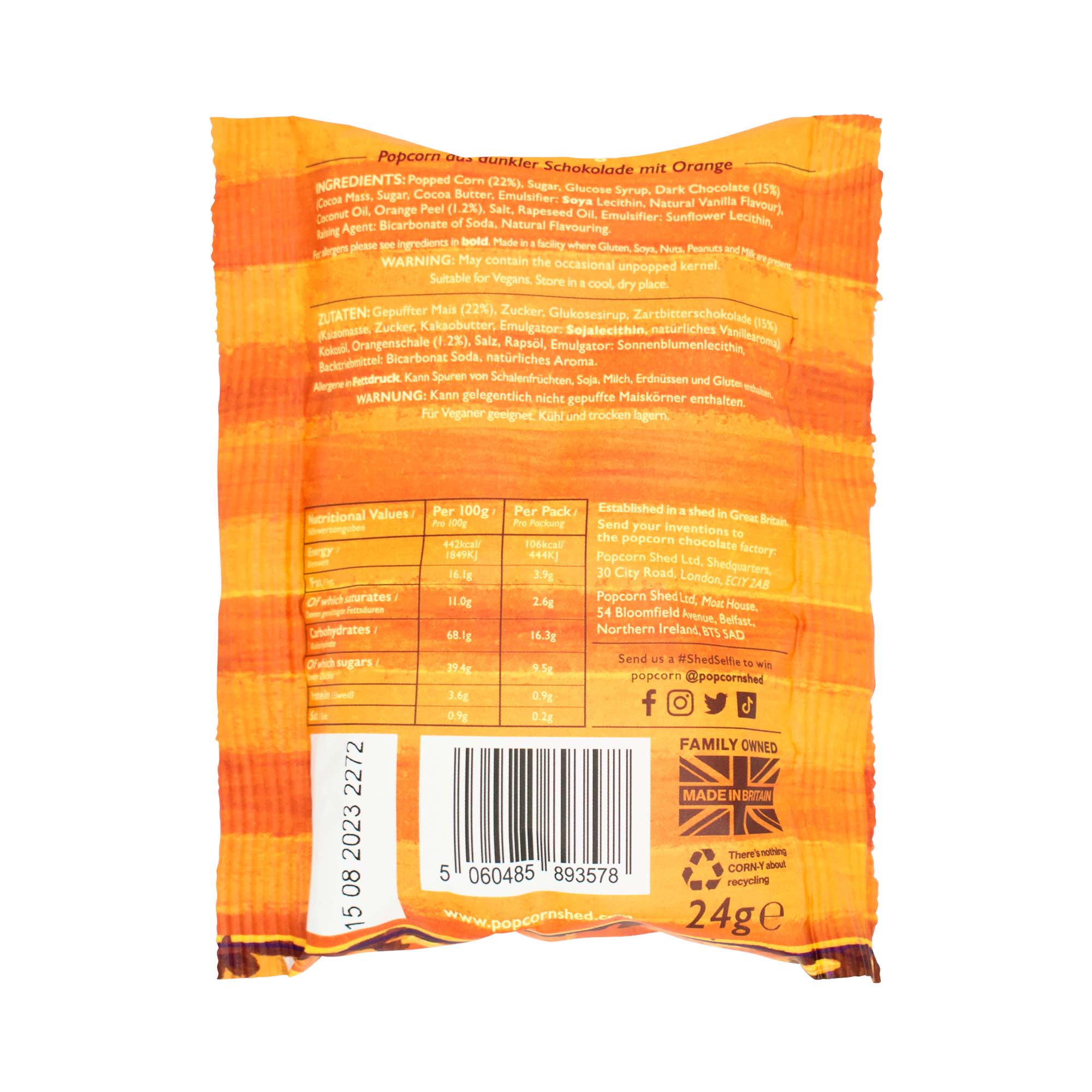 Popcorn Shed - Wholesale Popcorn - Vegan Chocolate Orange Gourmet Popcorn Snack Pack1