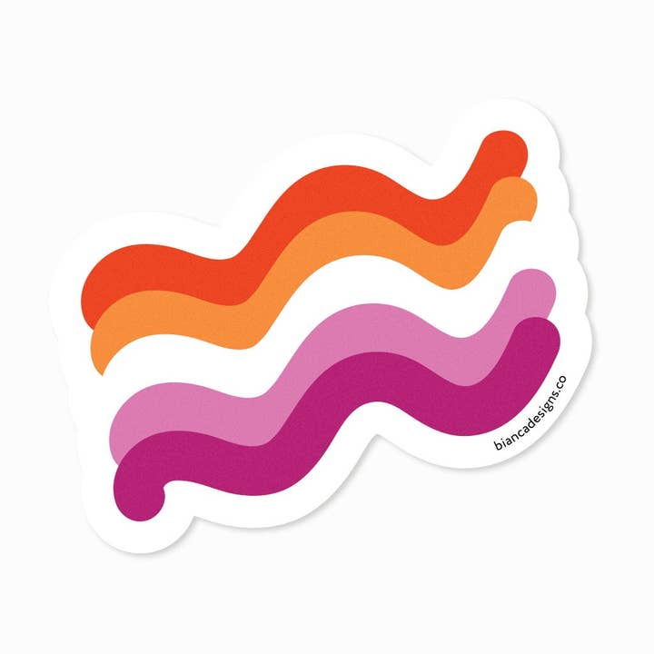 Lesbian Squiggly Pride Sticker for wholesale by Bianca's Design Shop