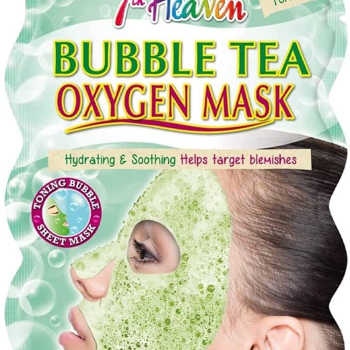 7th Heaven Bubble Tea Oxygen Mask Infused with Green Tea and Centella Asiatica to Hydrate, Soothe and Help Target Blemishes for wholesale by Beauty Goddess