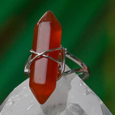 Carnelian Gemstone Adjustable Obelisk Ring for wholesale by Moon Child