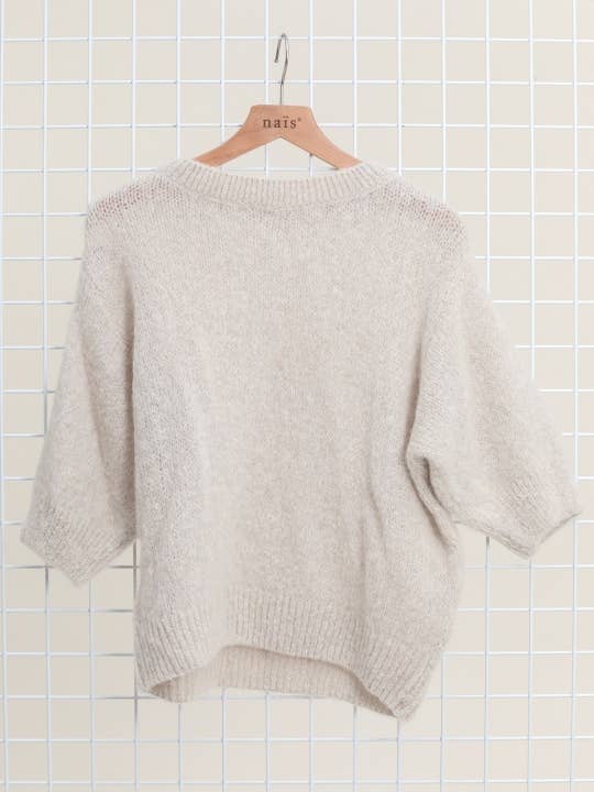 NAÏS PARIS - Wholesale Knit Sweater - Women's - MOHAIR AND WOOL SHORT SLEEVE CREW NECK SWEATER