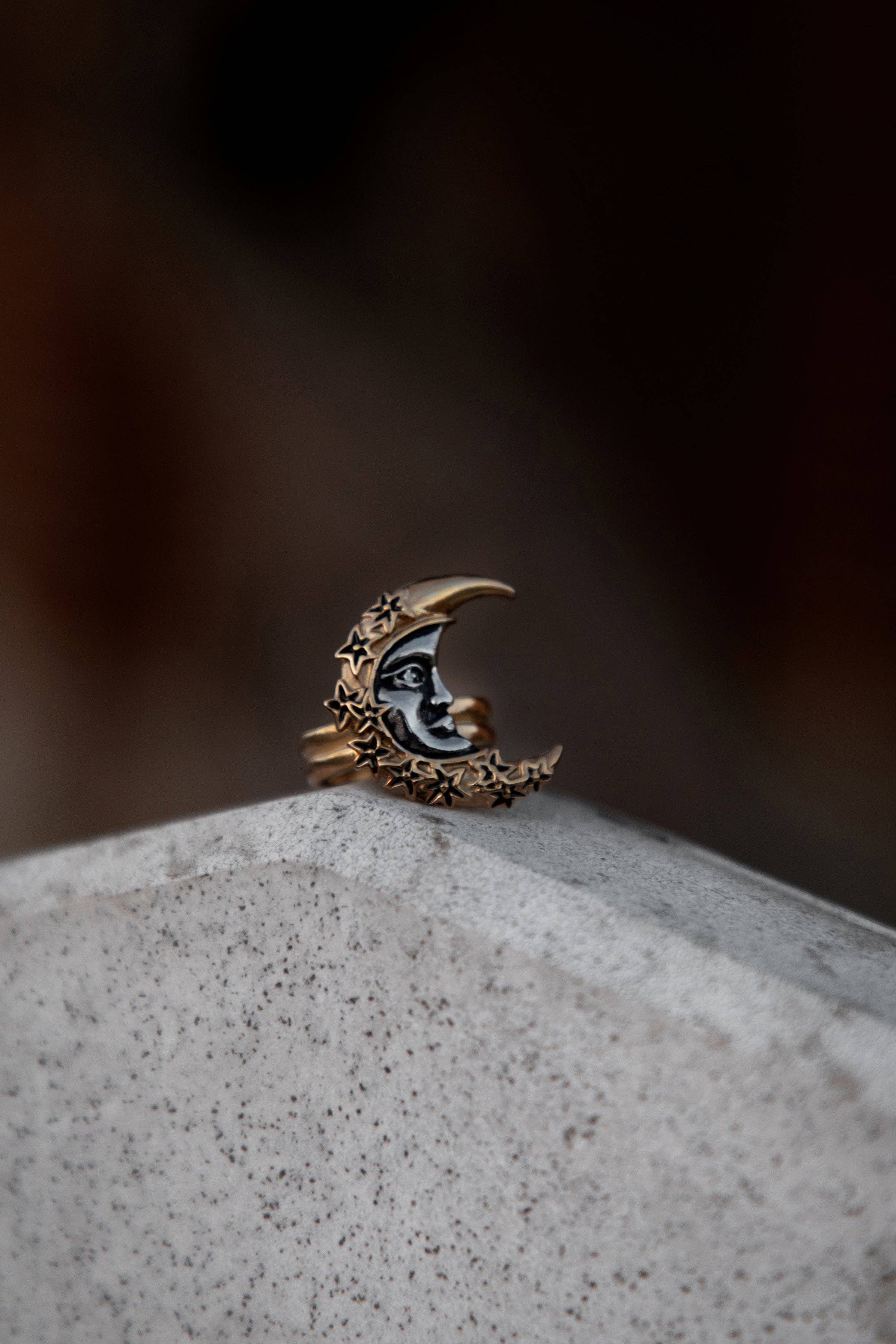 Lively Ghosts - Wholesale Cocktail/Statement Ring - Celestial Crescent Ring3