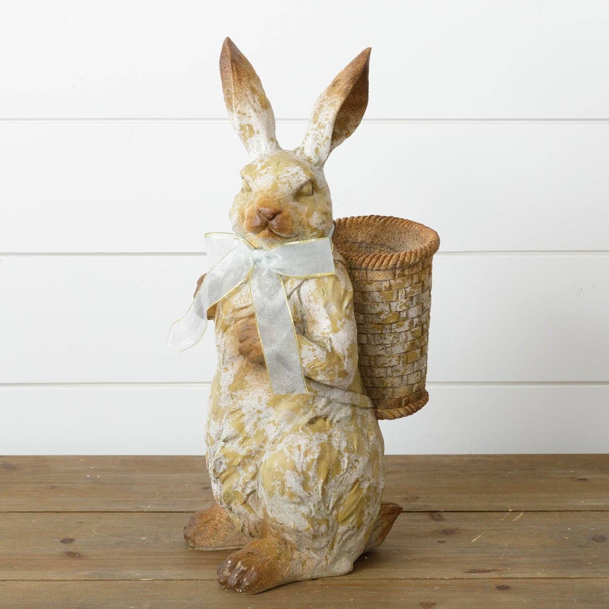 Audrey's Home & Gift – wholesale Decorative figurine – Standing Bunny With Basket (PC)1