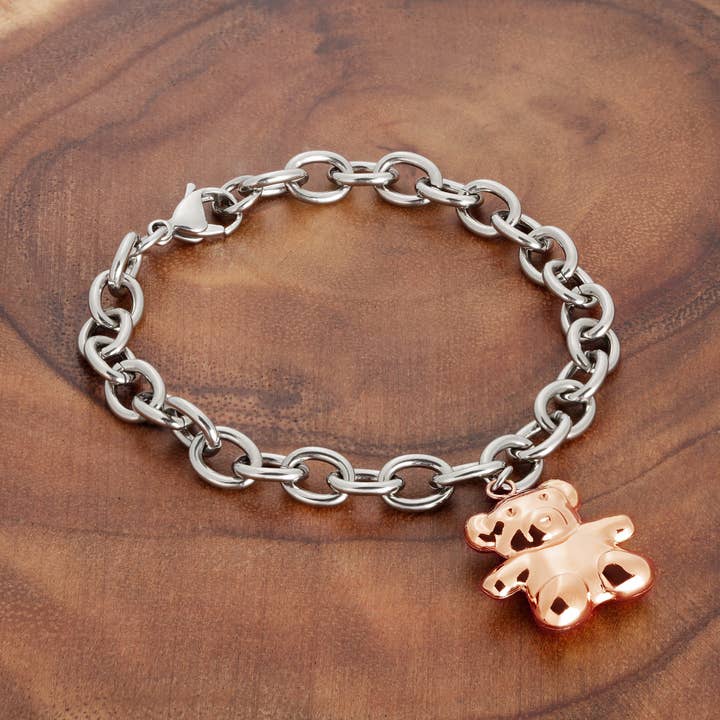 West Coast Jewelry - Wholesale Charm/Dangle Bracelet - Women's Stainless Steel Bear Charm Bracelet