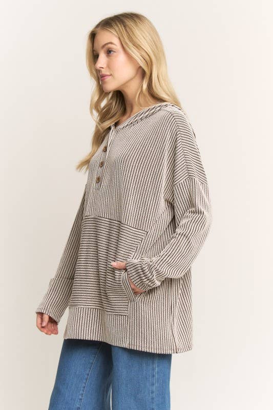 HEIMISH - Vendita all'ingrosso Tunica - Donna - ET7991-10  FELPA CON CAPPUCCIO A RIGHE URBAN RIB A MANICHE LUNGHE11