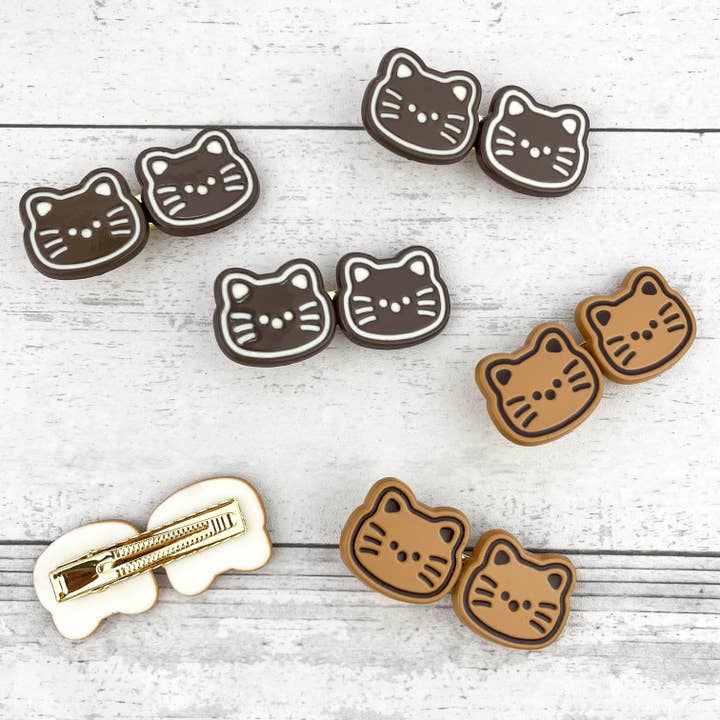 Two Kittens Duckbill Clip, Animal Hair Clip for wholesale by SoapElenGlen