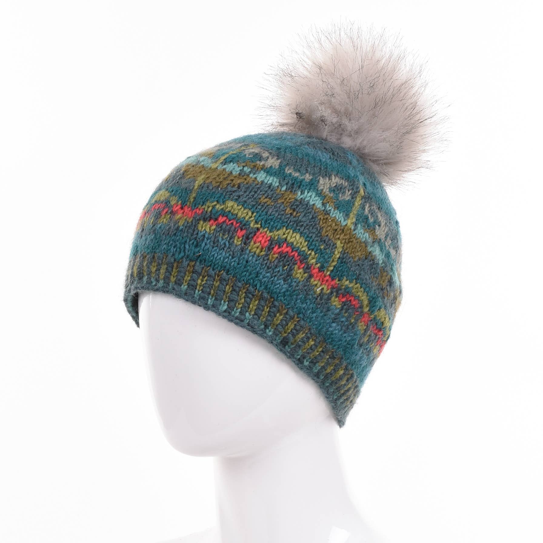 Lost Horizons Canada - Vente Bonnet – femme - Bonnet en laine Natalia avec pompon et tricot Fair Isle7