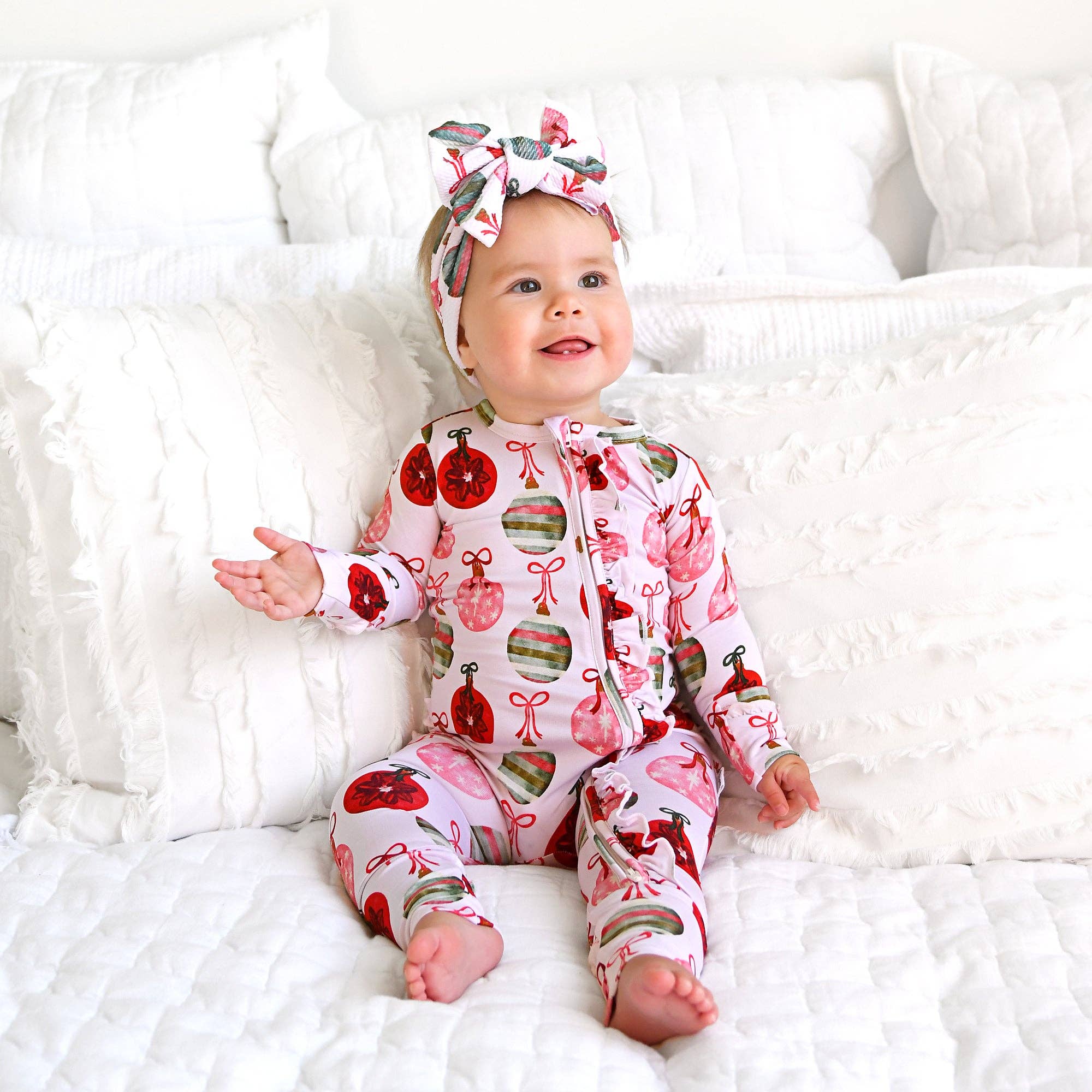 Gigi and Max - Wholesale Jumpsuit - Baby - Kit Ornaments RUFFLE ZIP xmas bamboo baby one piece outfit4