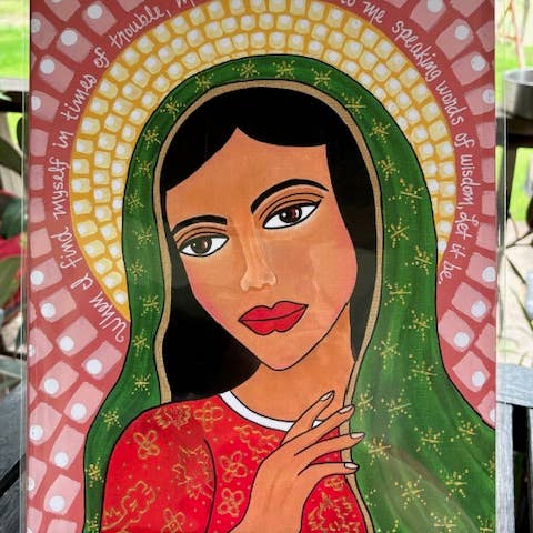 Impression d'art populaire mexicaine Virgencita Let it Be, 11 x 14 pour la vente par Karen’s Cositas