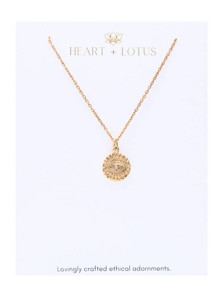 Radiant Evil Eye Necklace in Gold - Protection for wholesale by Heart and Lotus Sterling Silver Jewelry