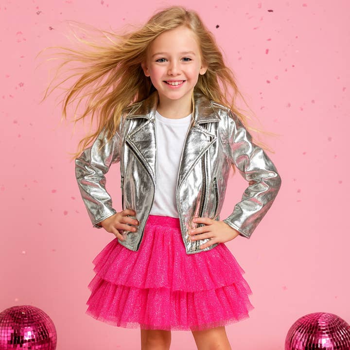 Silver Faux Leather Metallic Heart Jacket for wholesale by Rebelde Planet