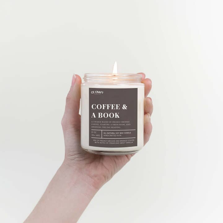 Coffee and A Book Scented Candle for wholesale by CE Craft Co