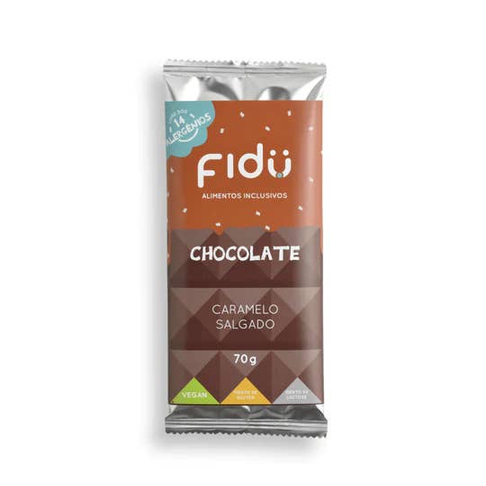 Salted Caramel Chocolate vegan, allergen free, BIO 70g for wholesale by Fidu