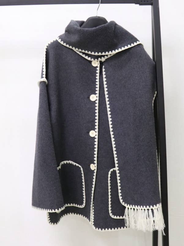 Productseeker - Wholesale Coat - Women's - CT056Y Chic Wool Coat with Crochet Fringe Collar11