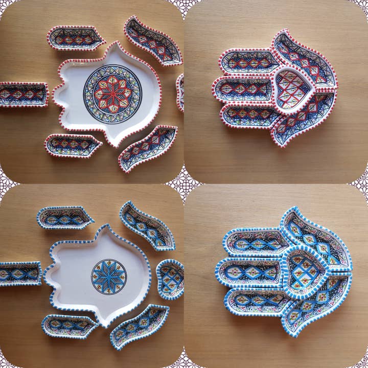 Mano di Fatma in colori orientali - decorazione in ceramica colorata per la vendita all'ingrosso da parte di Meme poterie