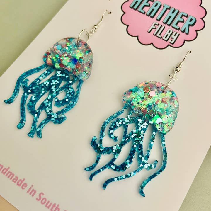 By Heather Filby – wholesale Dangle earrings – JellyFish Glitter Earrings (MORE COLOURS) - Best Seller16