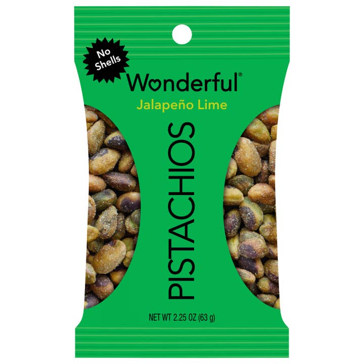 Wonderful Pistachios No Shells Jalapeno Lime 2.25oz (8pk) for wholesale by Wonderful Pistachios