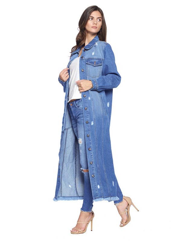 patrol jeans – wholesale Denim jacket – Women's – LDJ-4025-Ladies Long Denim Jacket13