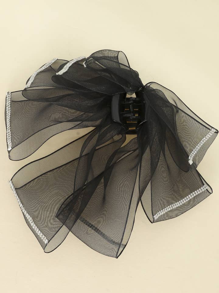 Oversized Ruffle Mesh Bow Knot Hair Claw Clip  for wholesale by SP Sophia Collection