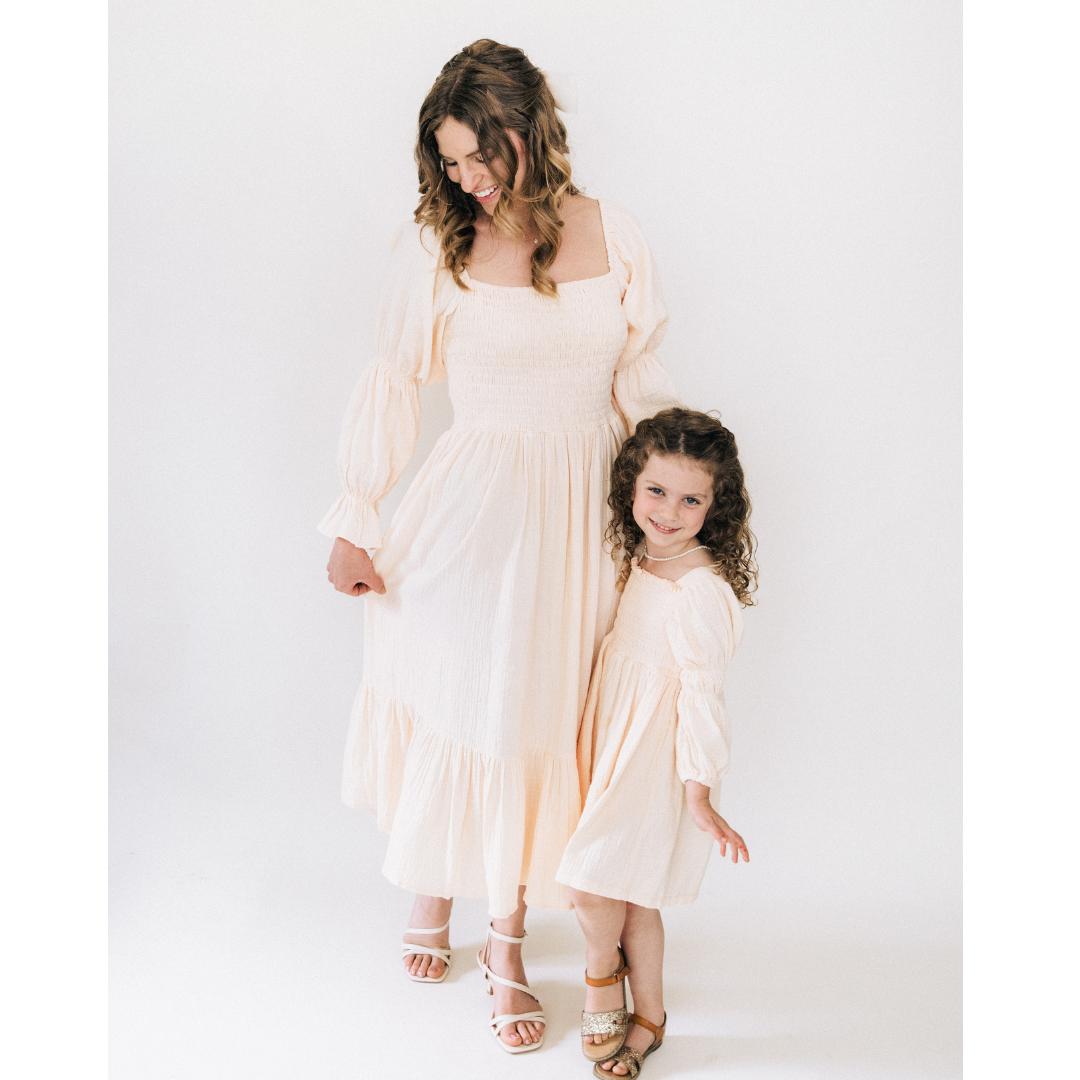 HAHA MAMA Clothing - Vente Robe – femme - Robe maman et moi en mousseline à manches bouffantes - Femme13