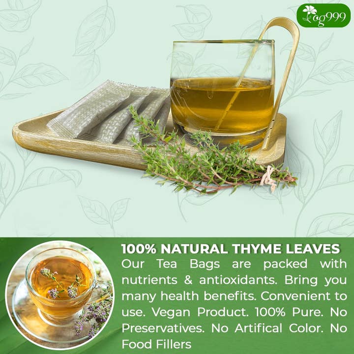 Naomi's Happy Place Shop - Wholesale Tea Bags - Premium 40 Thyme Leaf Tea Bags, 100% Natural & Pure, Loose Leaf Herbal Tea.3