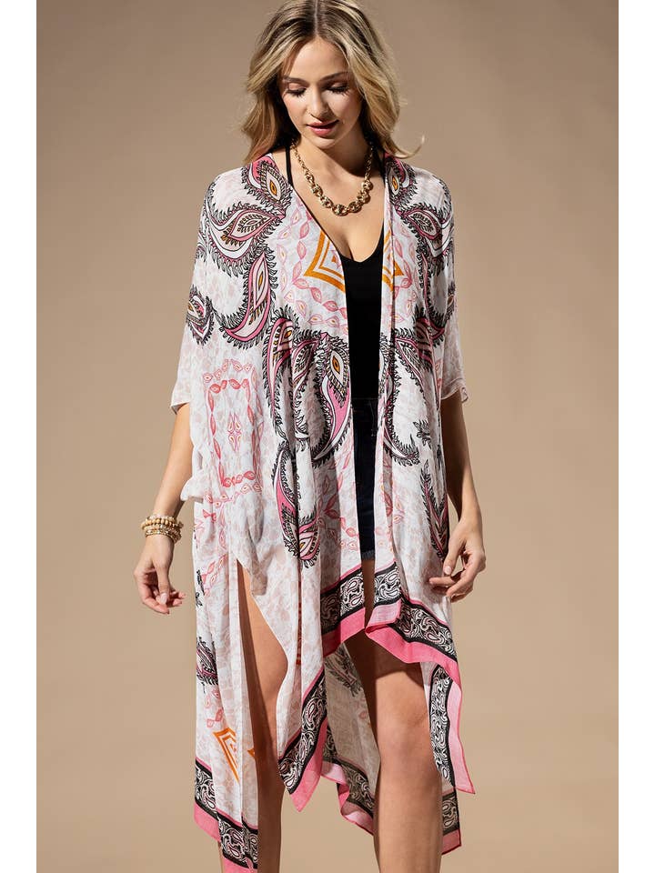 PAISLEY ROSA Kimono rosa com estampa paisley para venda a revendedores na Faire5