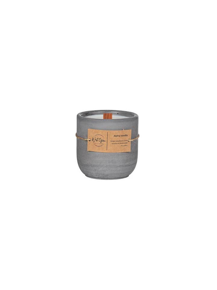 Aloha Vanilla 9 oz - Concrete candle vessel for wholesale by West Glow Studio