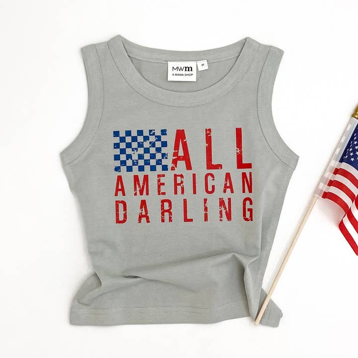 All American Darling Tanktop für Kinder, rotes und blaues Design für den Großhandel von Merce and Company