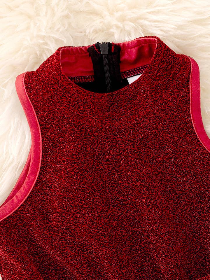 Kids Charm Online - Wholesale Romper - Kids - Red shimmery jumpsuit with back zipper. PNG50032 AMY2