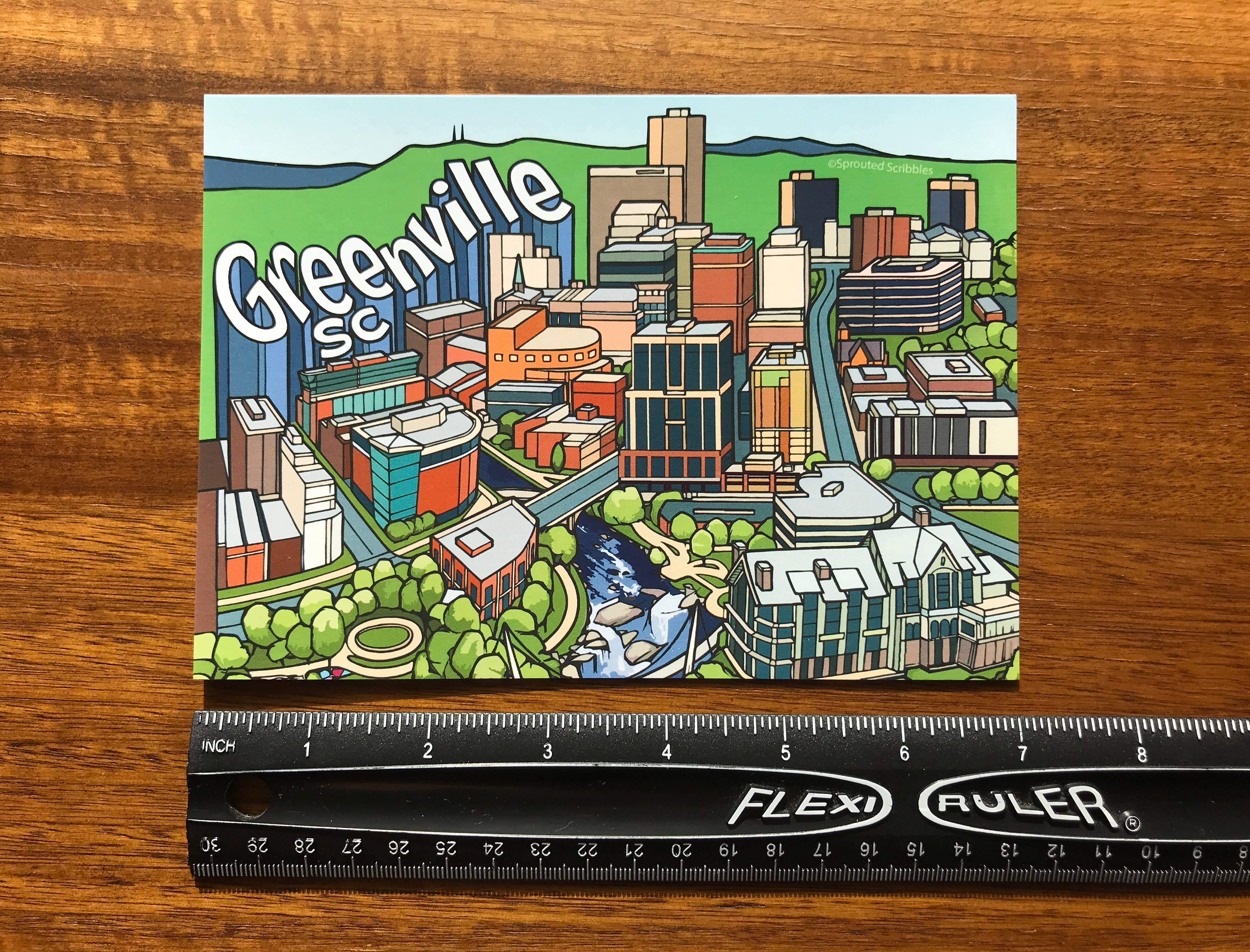 Sprouted Scribbles - Wholesale Postcard - Greenville Postcard - LARGE 5" x 7" South Carolina SC2