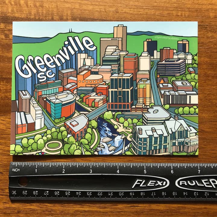 Sprouted Scribbles - Wholesale Postcard - Greenville Postcard - LARGE 5" x 7" South Carolina SC2