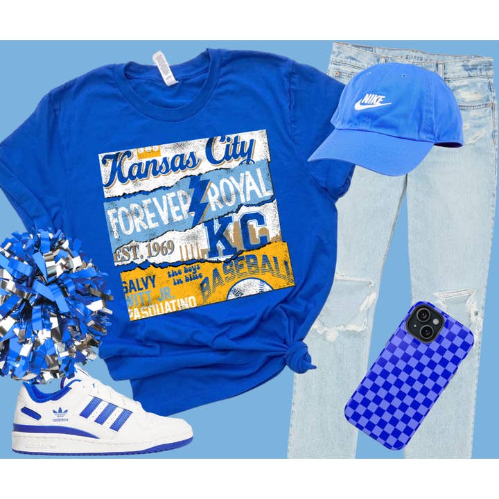 The Red Rival Wholesale - Wholesale T-Shirt (Graphic) - Women's - KC Baseball Poster Royal Blue Tee