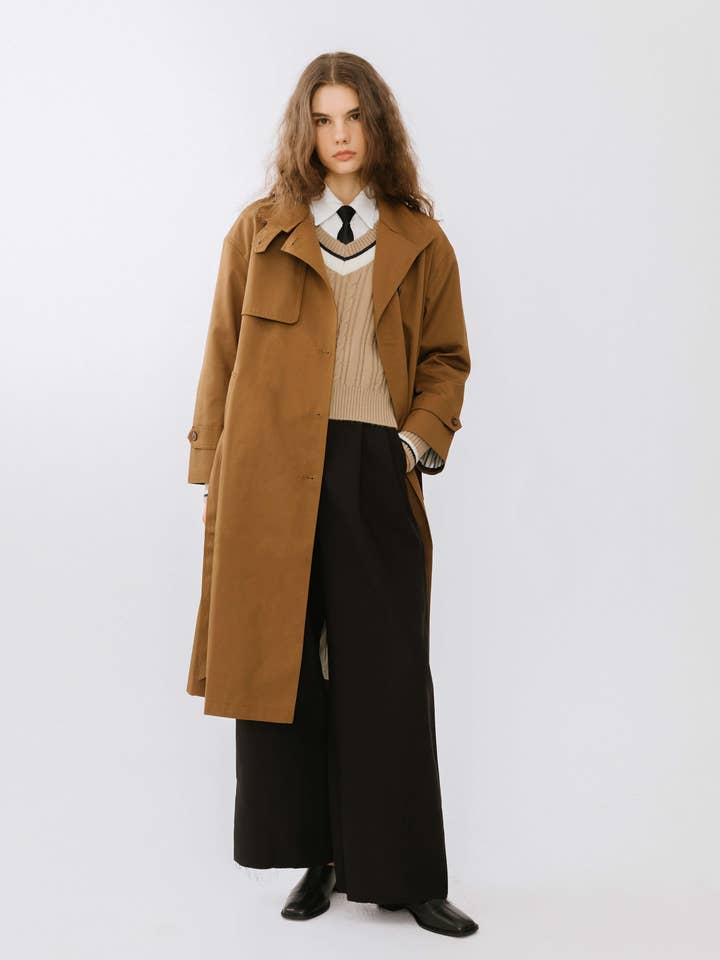 Caramel Single Breasted Macintosh Coat for wholesale on Faire
