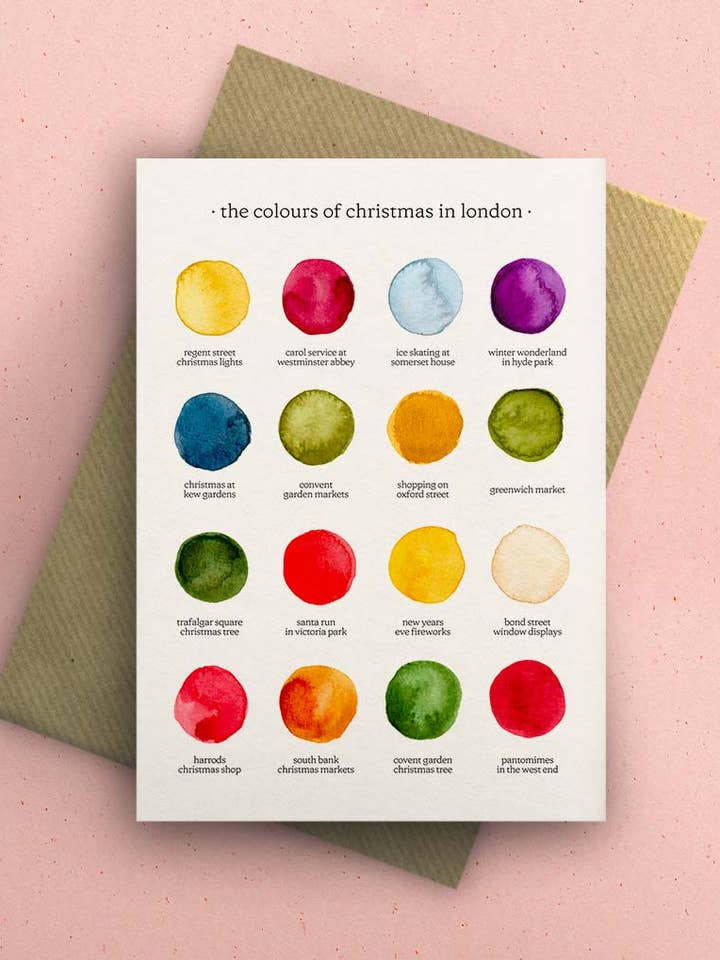 The Colours of Christmas in London Card for wholesale by By Tilly