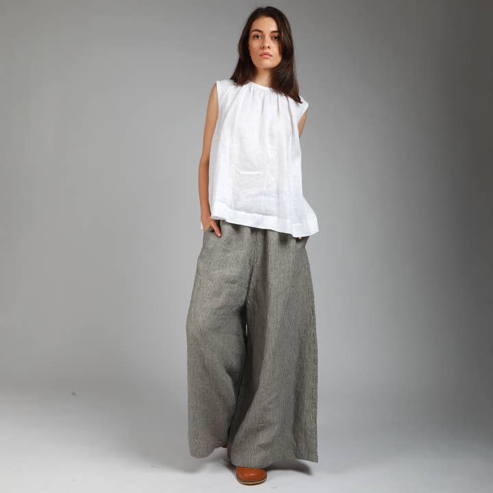 MARGOT Extra Wide Low Crotch Linen Pants for wholesale by Knotium