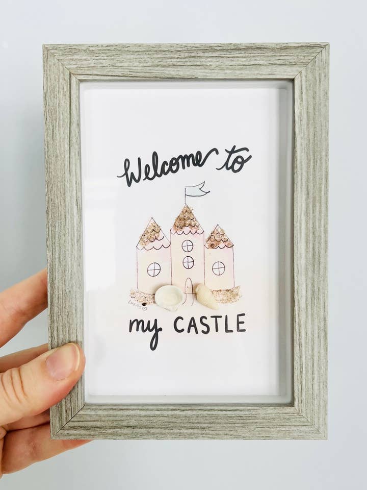 Welcome to My Castle | Sand & Shell Art in a Shadow Box Frame for wholesale by Sook & Hook