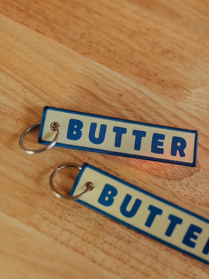 Butter Embroidered Keychain for wholesale by kash co studio