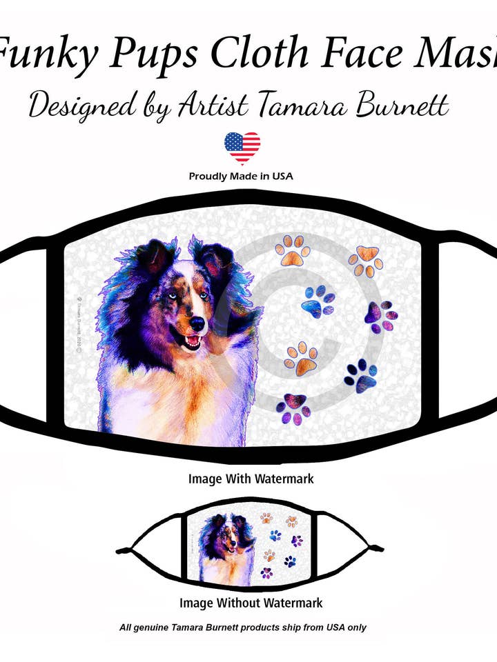 Sheltie Blue Merle Groovy Paws Mask for wholesale by Pet Gifts USA, LLC