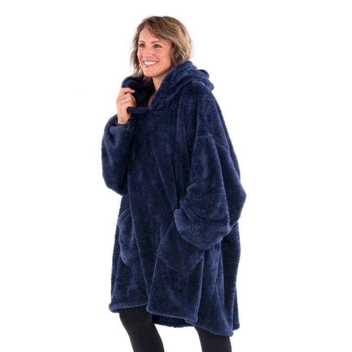 Snug Rug Hoodie Wearable Oversized Hooded Blanket Navy Blue for wholesale by Wholesale Gifts Tomorrow