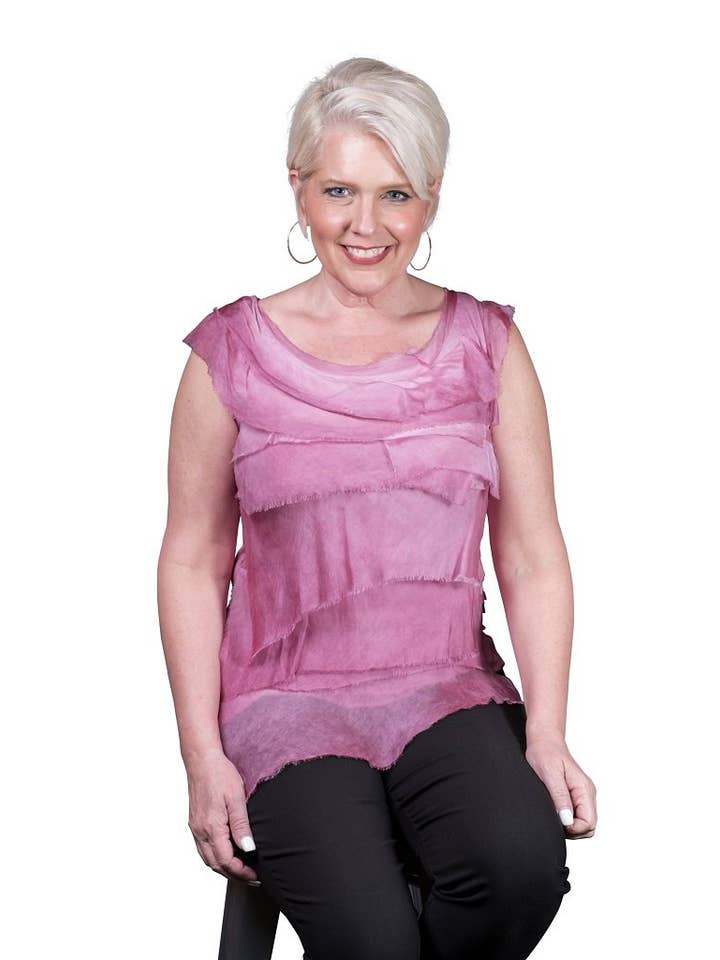 TINA Stephens Italy/Tees By Tina - Wholesale Blouse - Women's - Arianna Silk Ruffle Top (BT205)8