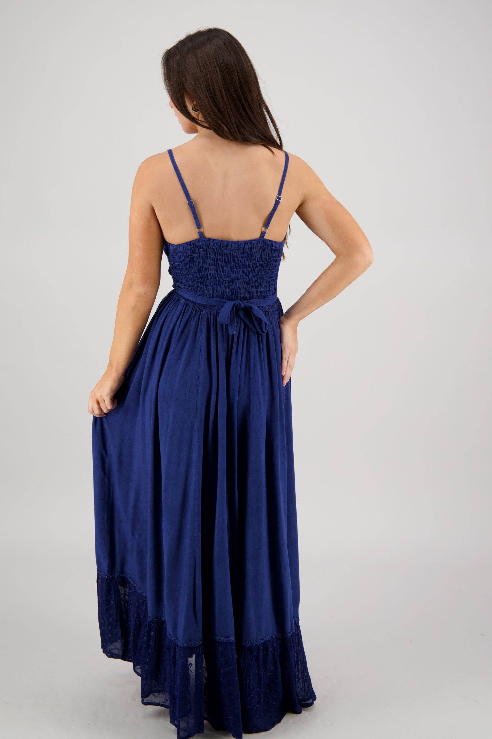 Advance Apparels - Wholesale Dress - Women's - Sheer Hem Smocked Maxi Dress ADL-253243