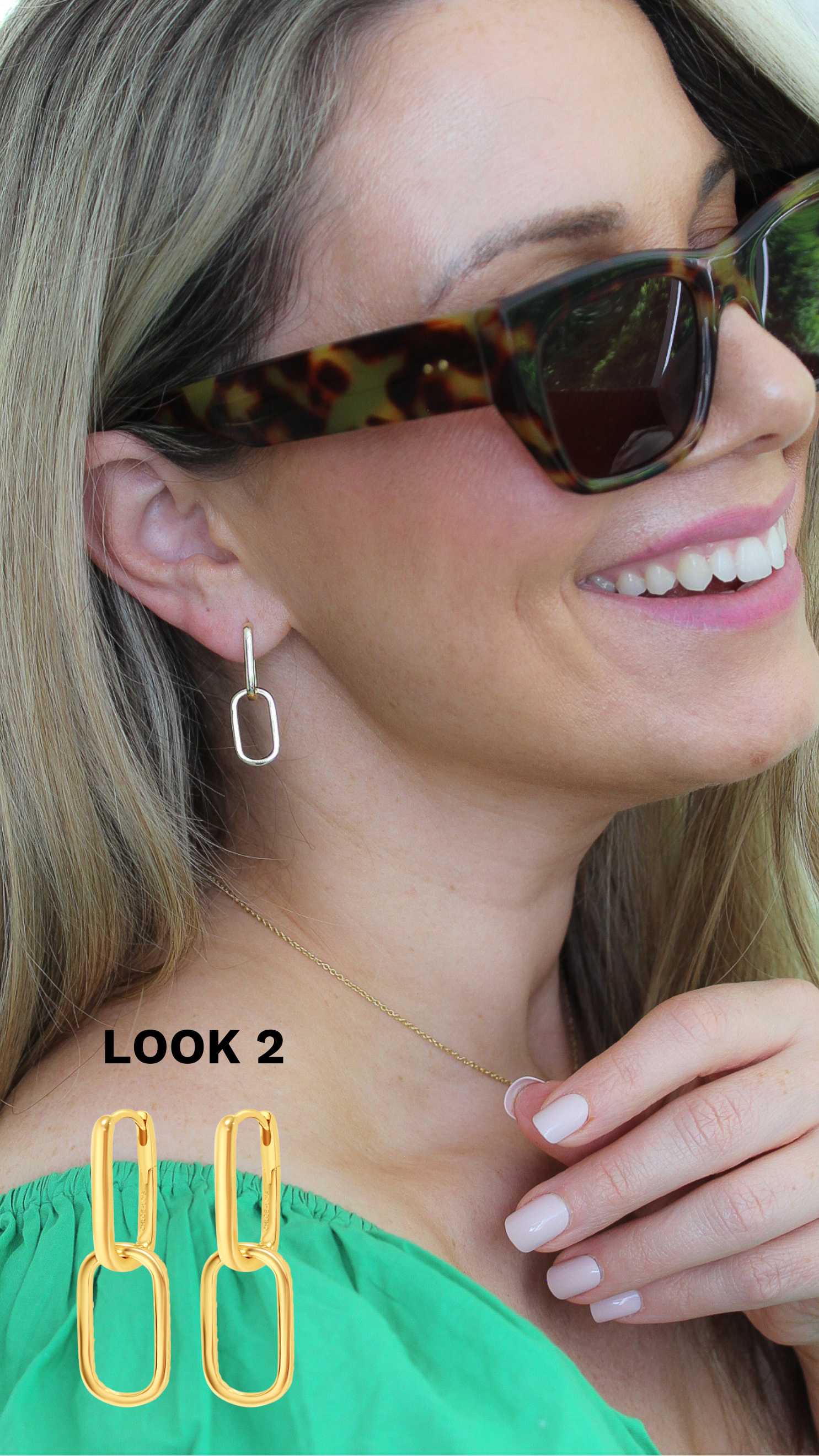 Chloe + Lois – wholesale Hoop-örhängen – Luxe Link Hoops i vit CZ5