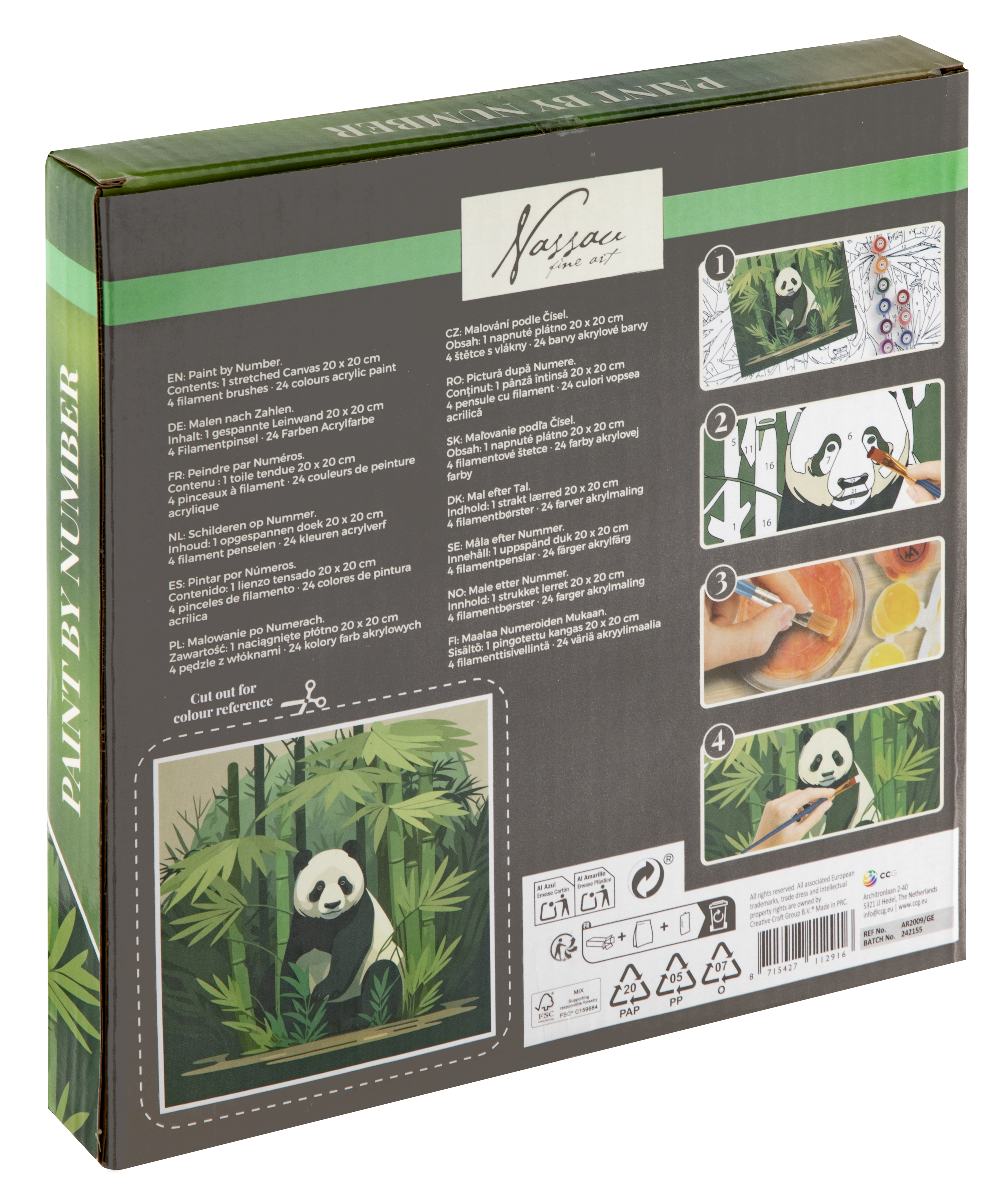 Robbie Toys Ltd – wholesale DIY craft kit – Paint by number 20x20cm Panda-25 paints/4 brushes1