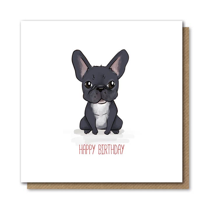 Cartão de aniversário do buldogue francês preto por atacado de Blumoose Studio