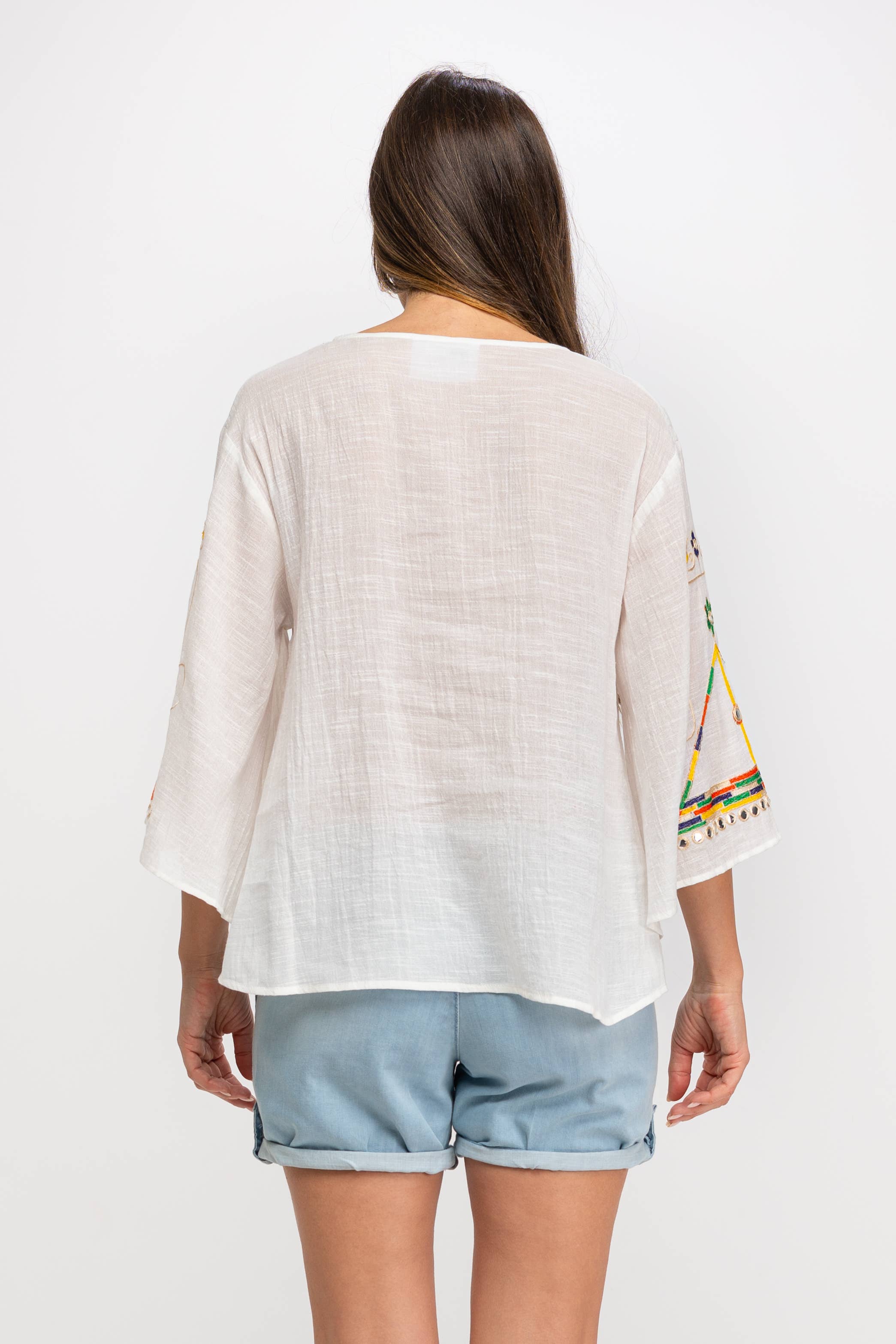 Peace & Love (CALAO IMPORT EXPORT S.L.) - Wholesale Blouse - Women's - PLAIN EMBROIDERED BLOUSE PR9011B5