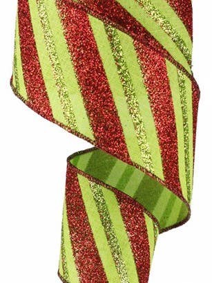 2.5"X10yd Diagonal Glitter Stripe/Royal Ribbon for wholesale by Amber Marie & Company