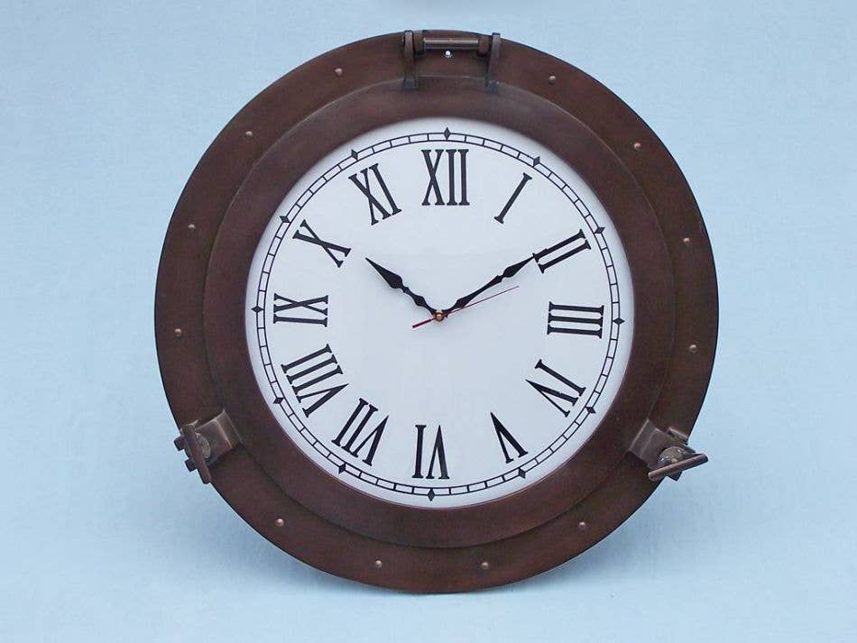 Hampton Nautical - Venta al por mayor Relojes de pared - Reloj ojo de buey de clase Deluxe Bronzed 24"1