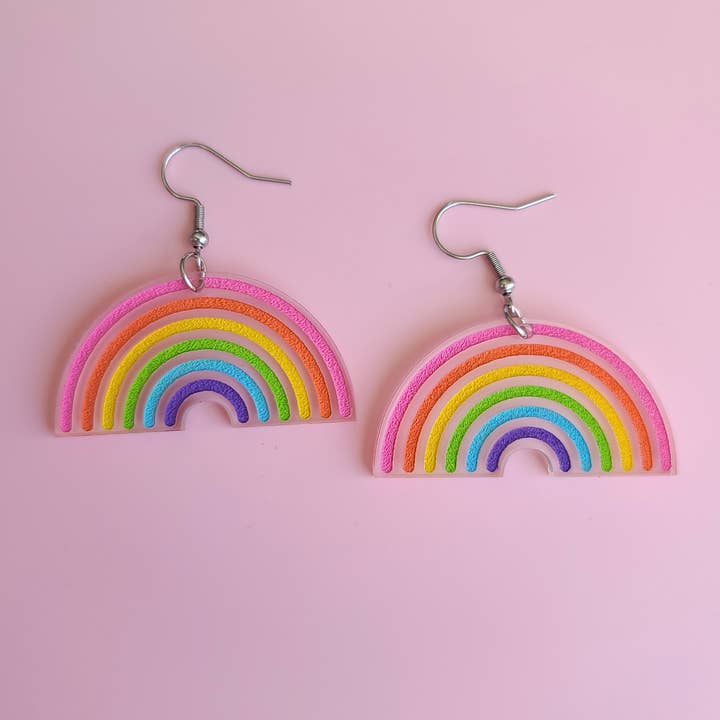 Arc-en-ciel lumineux simple - Boucles d'oreilles - Découpe laser pour la vente par Mini Kitty Designs
