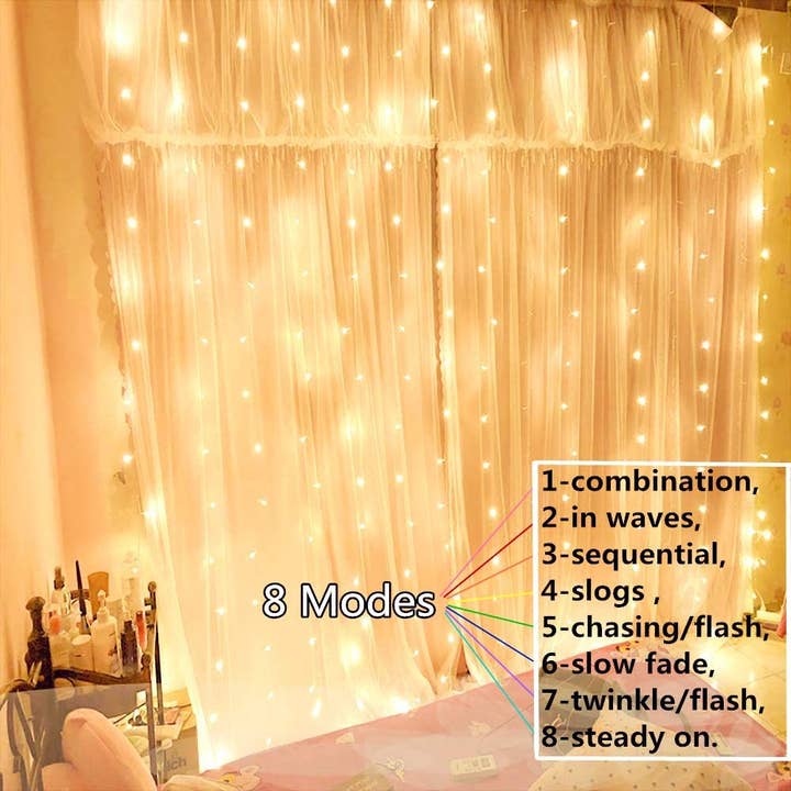 Perfect Holiday - Wholesale String Lights - 300 LED Curtain Lights USB Remote - Rainbow7